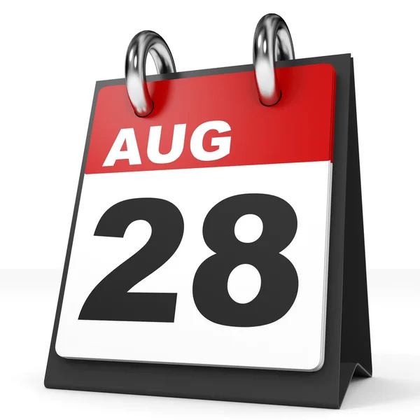 Calendário sobre fundo branco. 28 de Agosto . — Fotografia de Stock