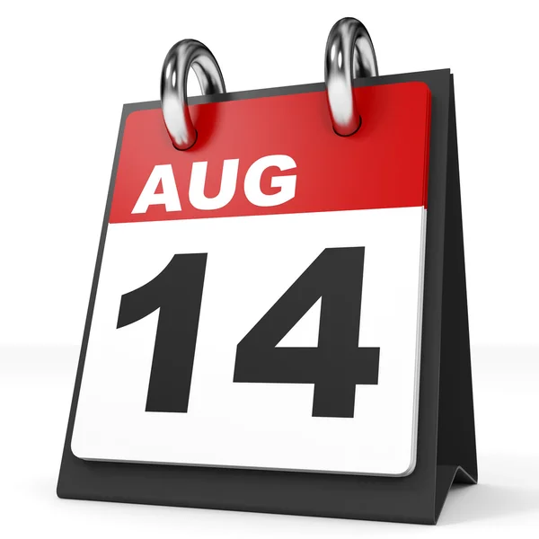 Calendario su sfondo bianco. 14 agosto . — Foto Stock