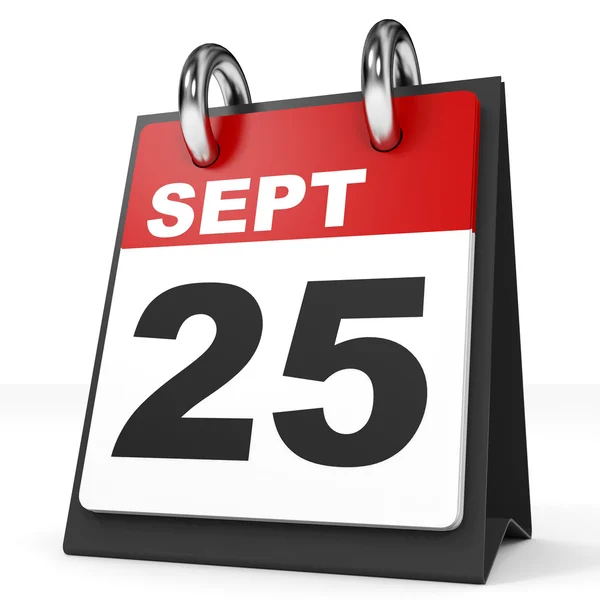 Calendario su sfondo bianco. 25 settembre . — Foto Stock