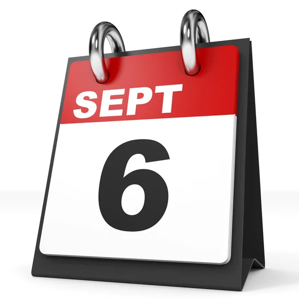 Calendar on white background. 6 September. — Stock Photo, Image