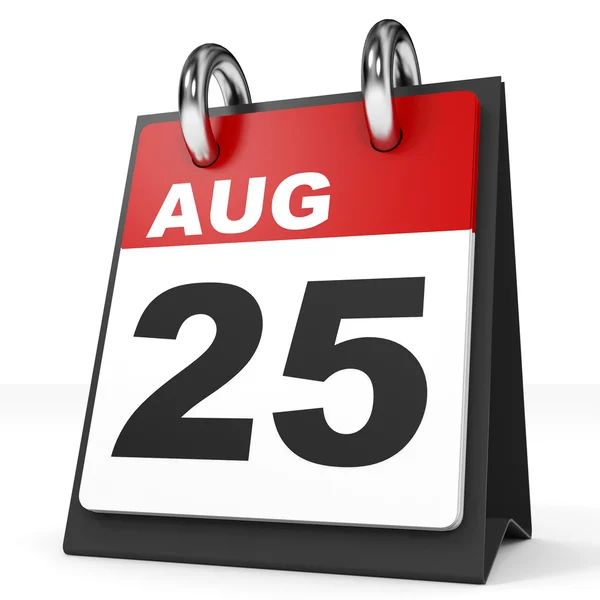 Kalender på vit bakgrund. 25 augusti. — Stockfoto