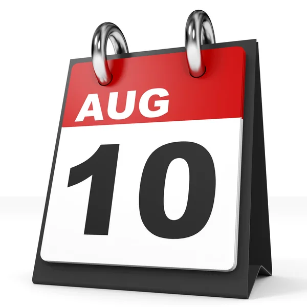 Календарь на белом фоне 10 августа . — стоковое фото
