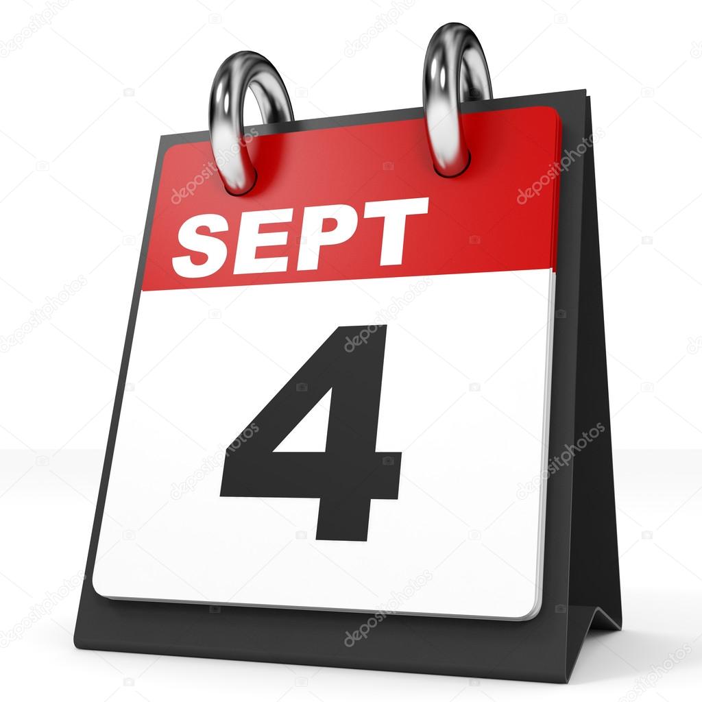 Calendar on white background. 4 September. 
