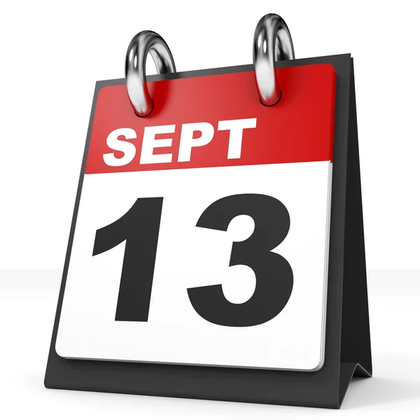 Calendar on white background. 13 September. — Stock Photo, Image