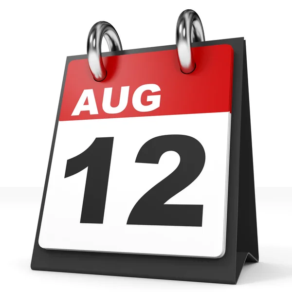 Calendario su sfondo bianco. 12 agosto . — Foto Stock