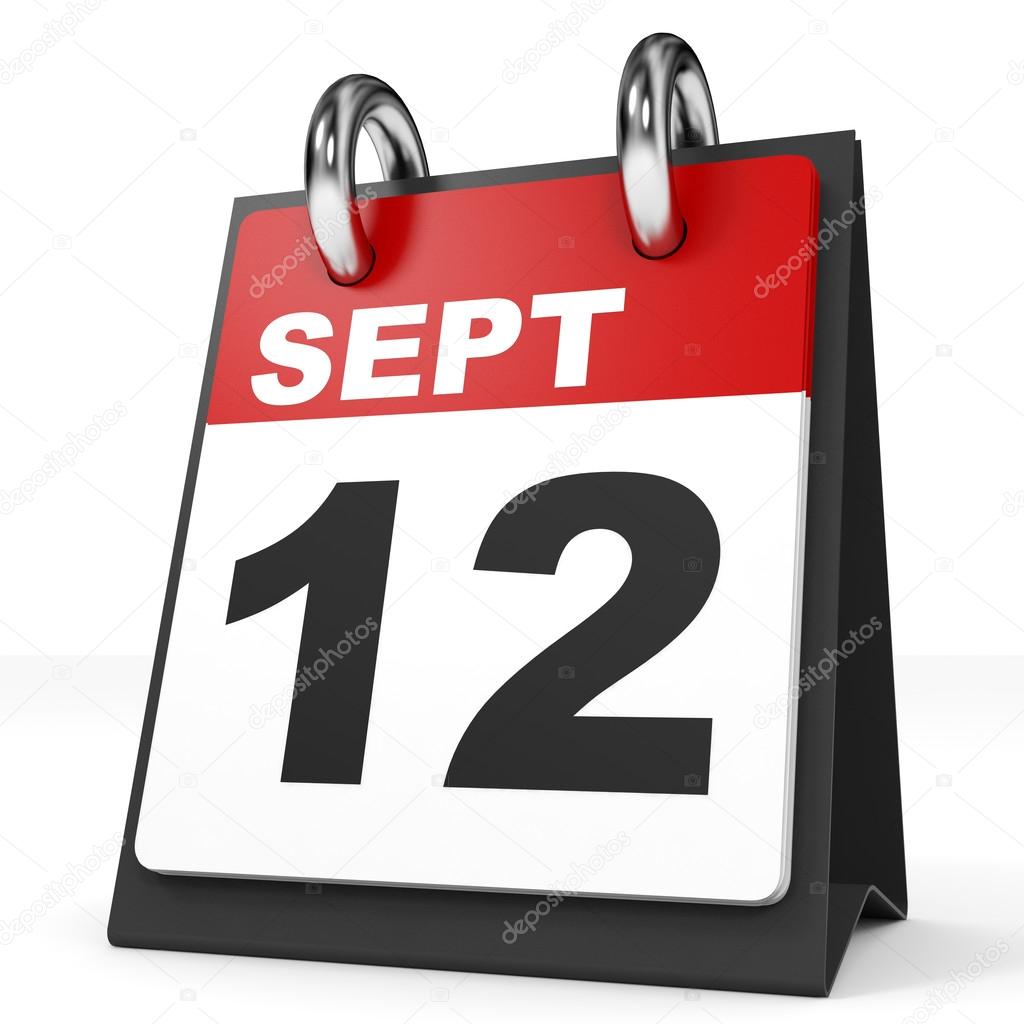 Calendar on white background. 12 September. 