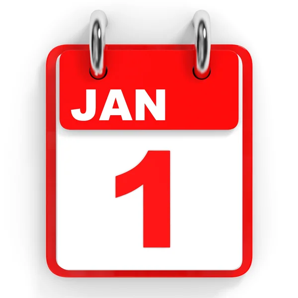 Calendario sobre fondo blanco. 1 de enero . — Foto de Stock