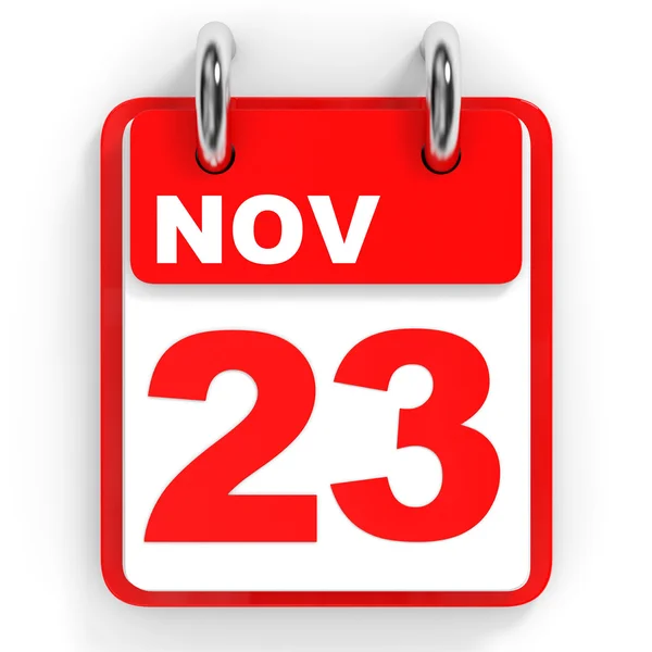 Kalendarz na białym tle. 23 listopada. — Zdjęcie stockowe