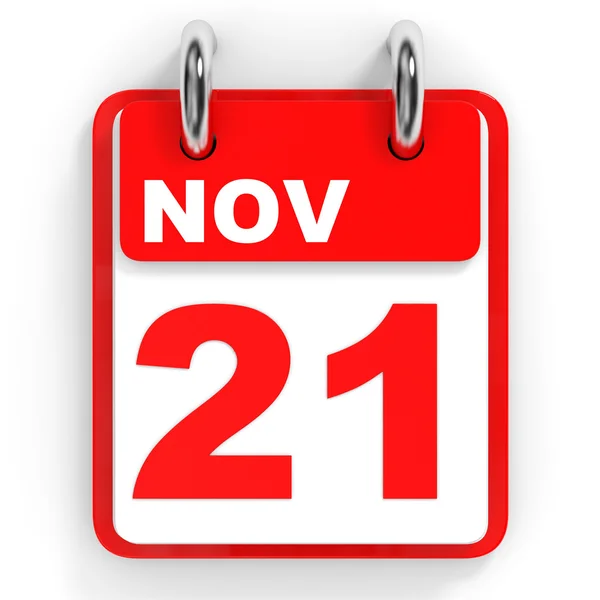 Календар на білому тлі. 21 листопада . — стокове фото