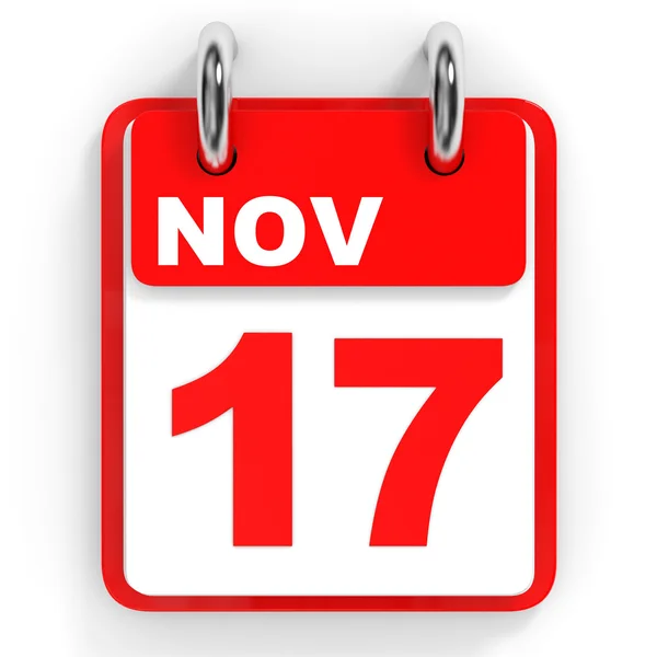 Календар на білому тлі. 17 листопада . — стокове фото