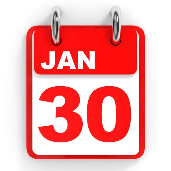 Calendario su sfondo bianco. 30 gennaio . — Foto Stock