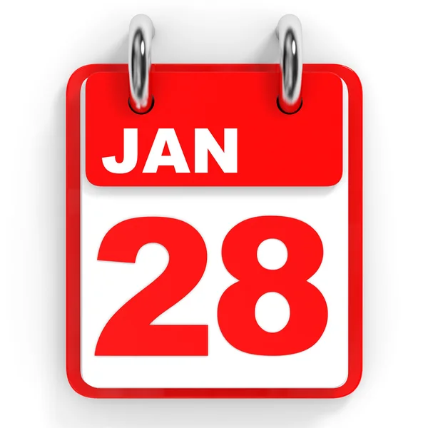 Kalender pada latar belakang putih. 28 Januari . — Stok Foto