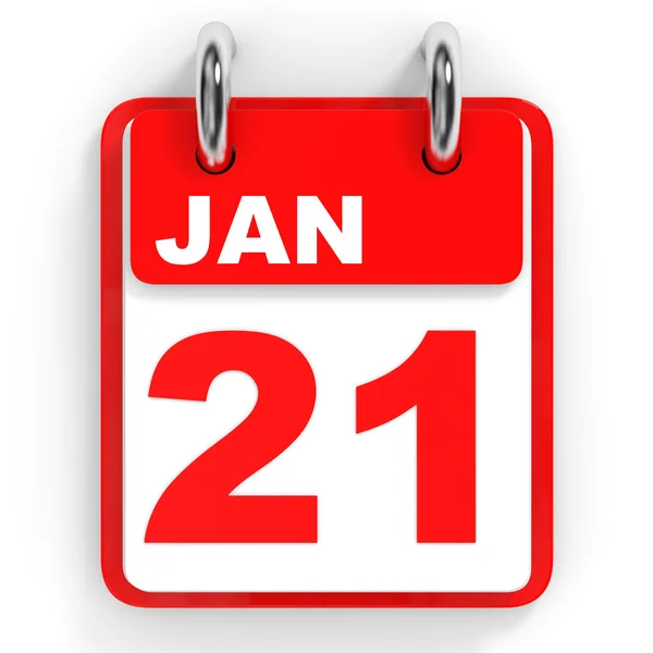Kalender på vit bakgrund. 21 januari. — Stockfoto