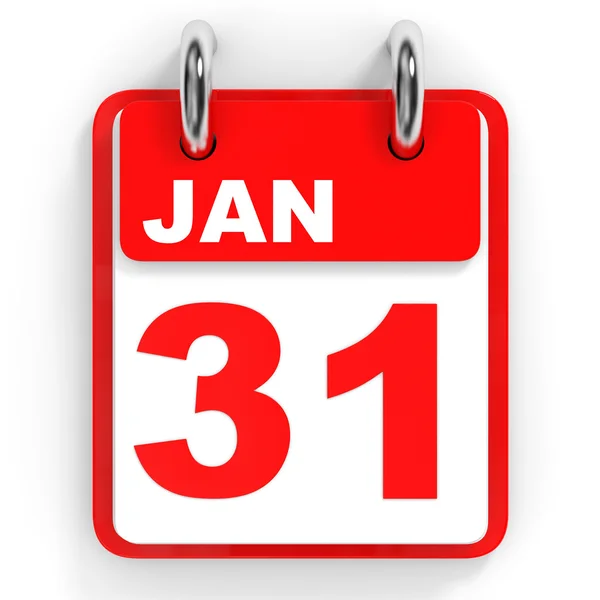 Kalendář na bílém pozadí. 31. ledna. — Stock fotografie