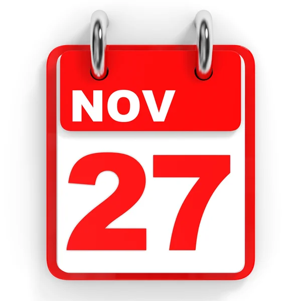 Kalendarz na białym tle. 27 listopada. — Zdjęcie stockowe