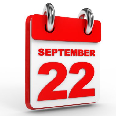 Beyaz arka plan üzerinde 22 Eylül takvim.