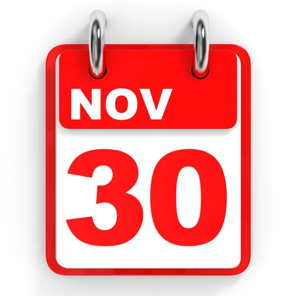 Calendar on white background. 30 November. — Stock Photo, Image