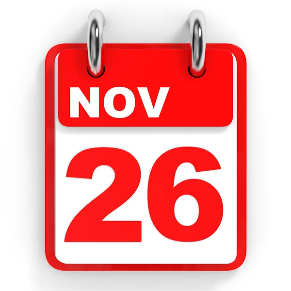 Calendar on white background. 26 November. — Stock Photo, Image