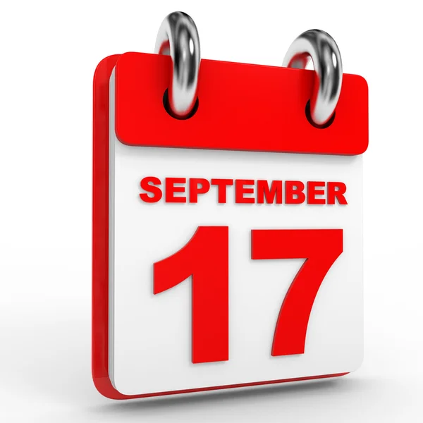 17. září kalendář na bílém pozadí. — Stock fotografie