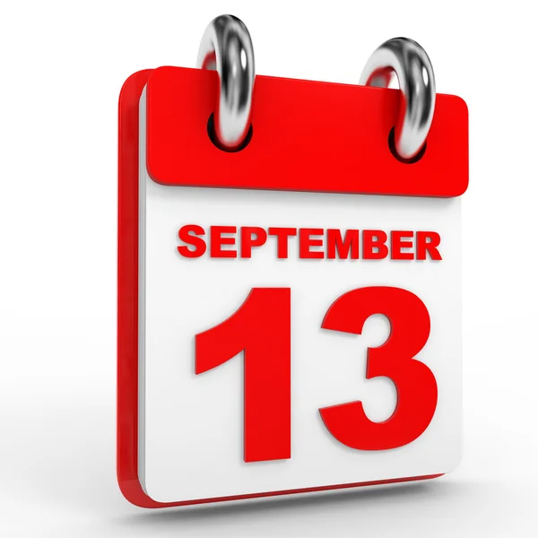 13 Σεπτεμβρίου ημερολόγιο σε άσπρο φόντο. — Φωτογραφία Αρχείου