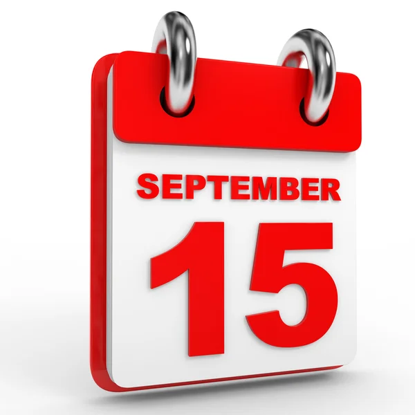 15 de septiembre calendario sobre fondo blanco . —  Fotos de Stock