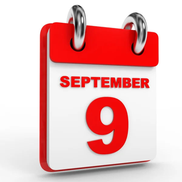 9 września kalendarz na białym tle. — Zdjęcie stockowe