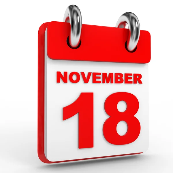 18 listopada kalendarz na białym tle. — Zdjęcie stockowe