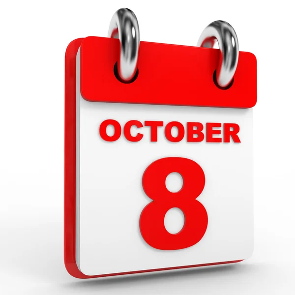 8. října kalendář na bílém pozadí. — Stock fotografie