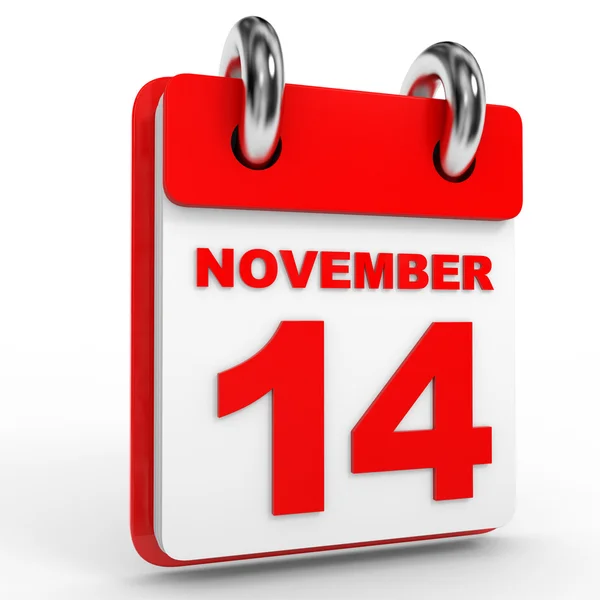 14 listopada kalendarz na białym tle. — Zdjęcie stockowe