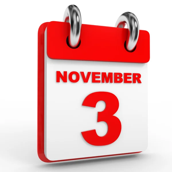 3 ноября календарь на белом фоне . — стоковое фото
