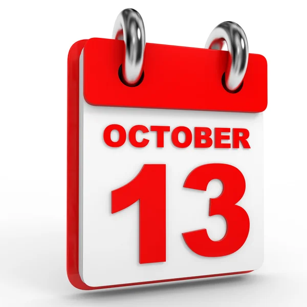 Kalendarz 13 października na białym tle. — Zdjęcie stockowe