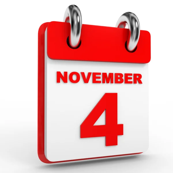 4 ноября календарь на белом фоне . — стоковое фото