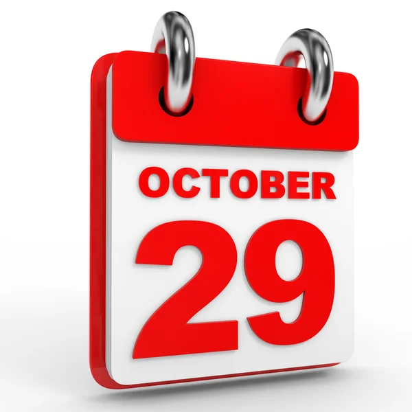 29 ottobre calendario su sfondo bianco . — Foto Stock