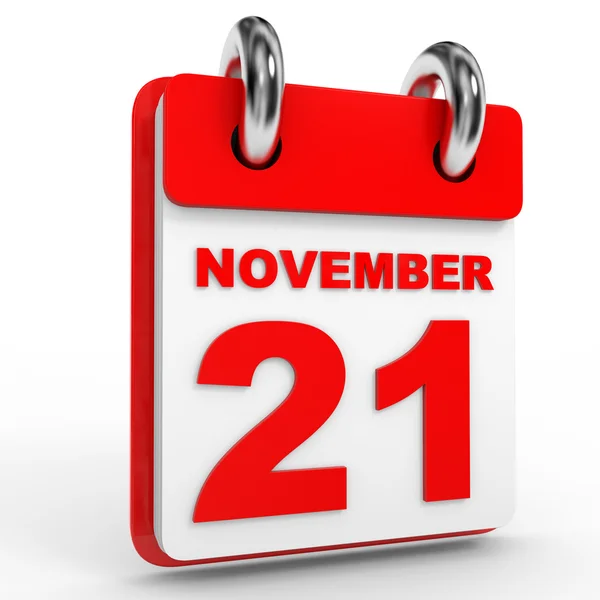 21 november kalender op witte achtergrond. — Stockfoto