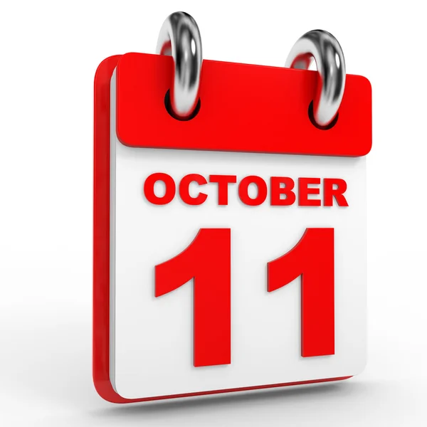 11 Οκτώβριος ημερολόγιο σε άσπρο φόντο. — Φωτογραφία Αρχείου