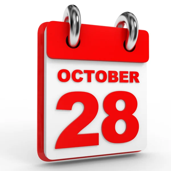 28. října kalendář na bílém pozadí. — Stock fotografie