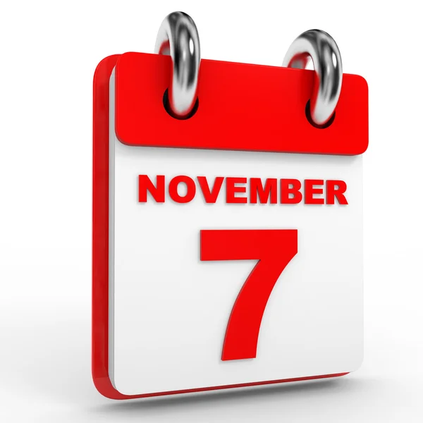 7 Novembro de calendário sobre fundo branco . — Fotografia de Stock
