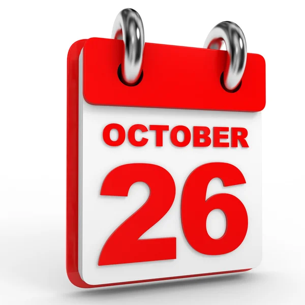 26 жовтня календар на білому тлі . — стокове фото