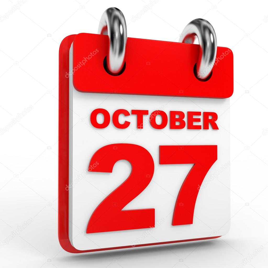 27 calendario de octubre sobre fondo blanco . — Fotos de Stock