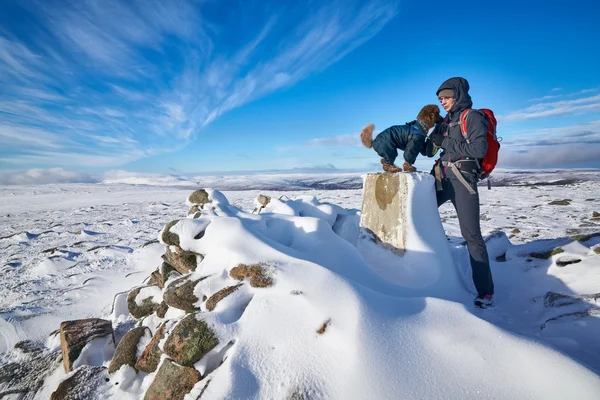 Female hiker and her dog — Stock Photo, Image