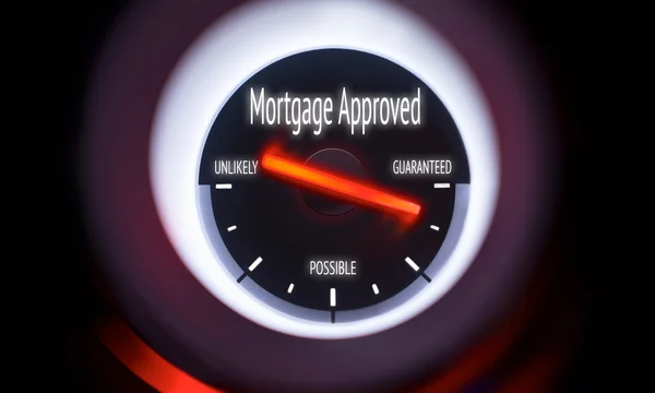 Jauge affichant le concept approuvé hypothécaire — Photo