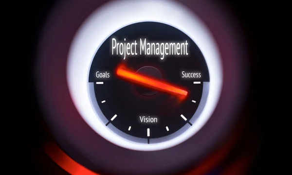 プロジェクト管理の概念を表示するゲージします。 — ストック写真