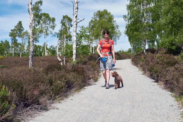 Hiker and dog walk in the Highlands of Scotland — Stock Photo, Image