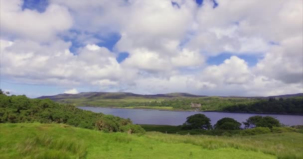 View of Dunvegan Castle from Uiginish — Stockvideo