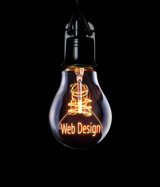 Lightbulb with glowing Web Design word — Stock Photo, Image
