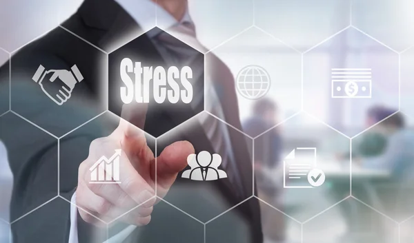 Affärsman att trycka en Stress — Stockfoto