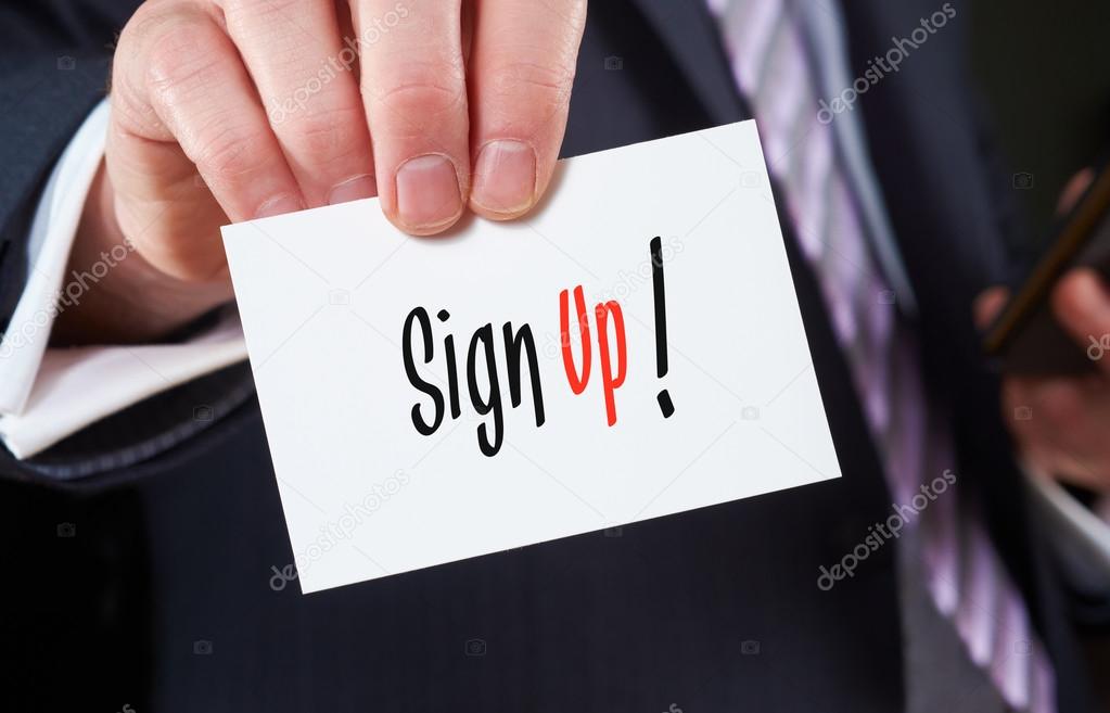 Sign Up written on business card