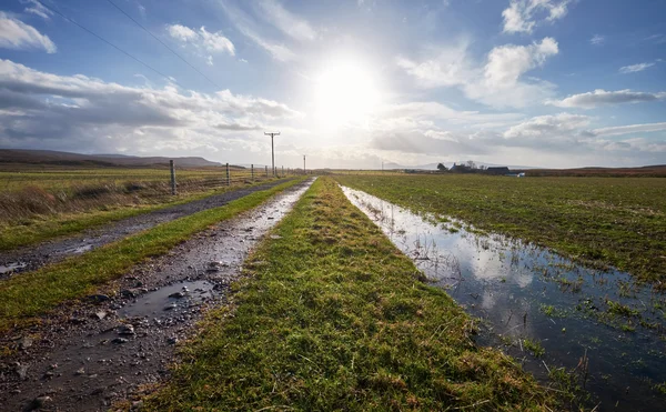 Solnedgången över en remote Scottish Croft — Stockfoto