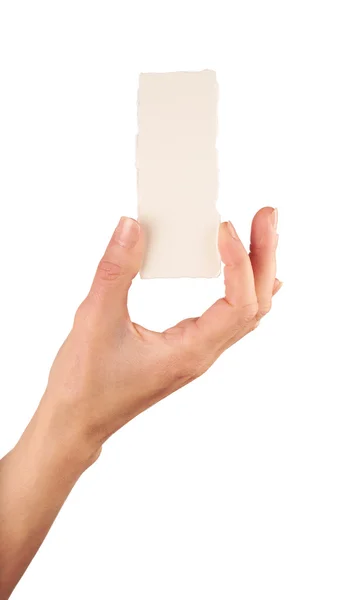Рука, держащая бланковую карточку для сообщений — стоковое фото