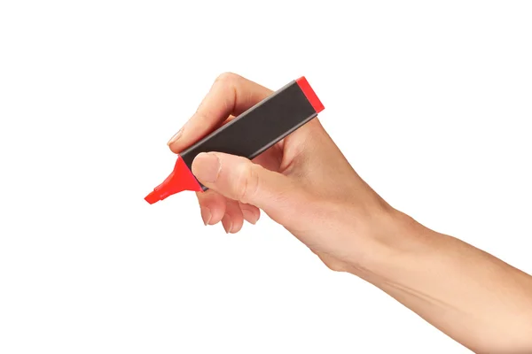 Kvinnlig hand anläggning penna — Stockfoto